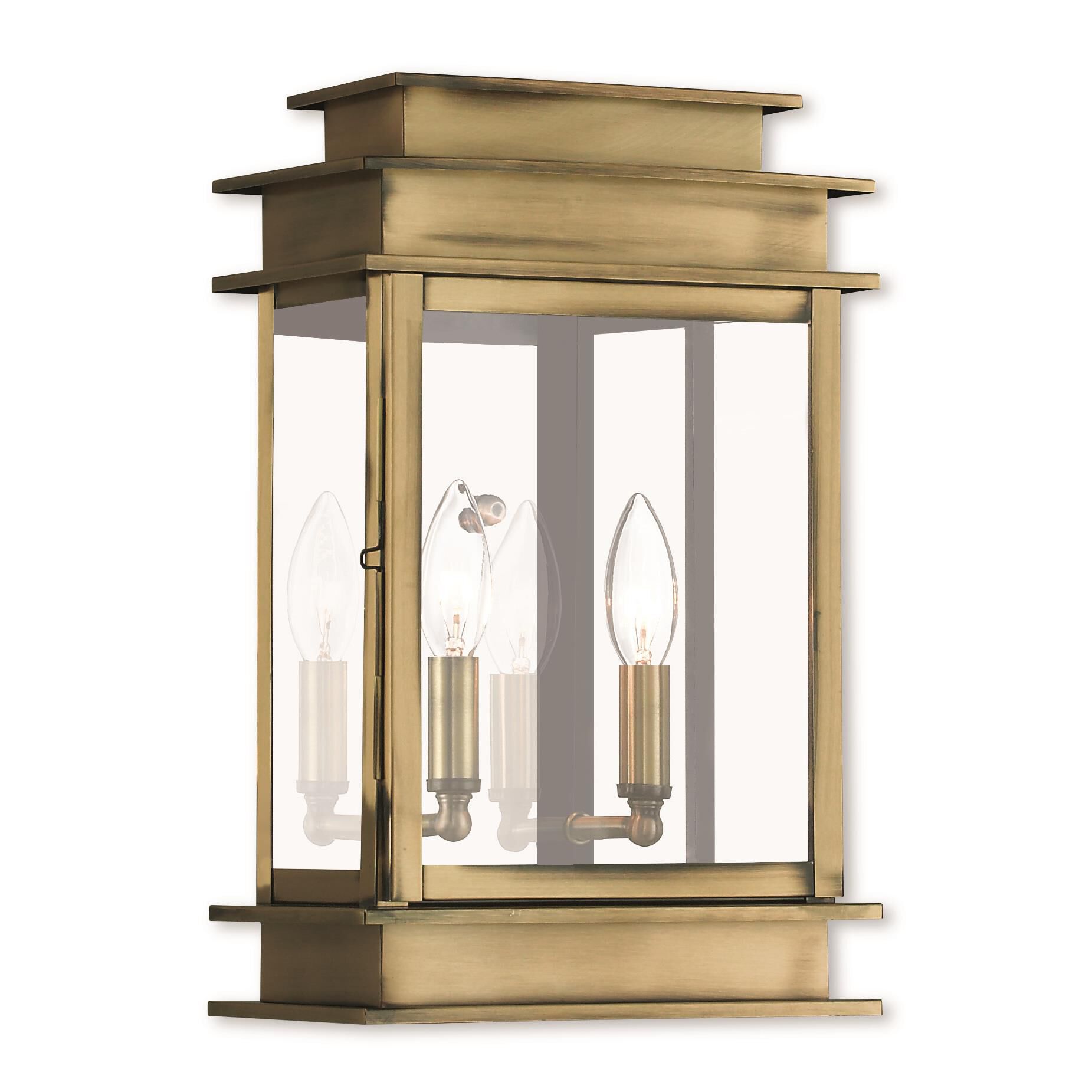 Shown in Antique Brass finish and Clear glass
